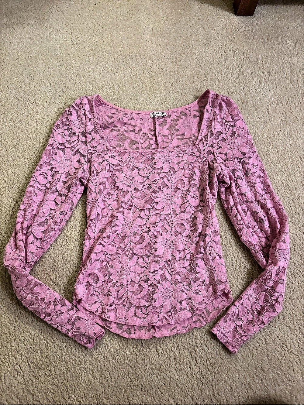 Free People Long Distance Layering Long Sleeve Sheer Lace